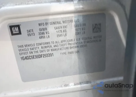 2013 Buick Lacrosse Leather Group from USA, damaged, VIN 1G4GC5E36DF293391